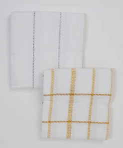 Inspire Me! Home Decor Set Of 2 Metallic Thread Gold Silver Dish Cloths