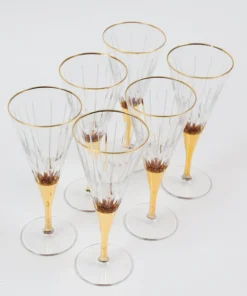 Inspire Me! Home Decor Set Of 6 Gold Stemmed Wine Glasses