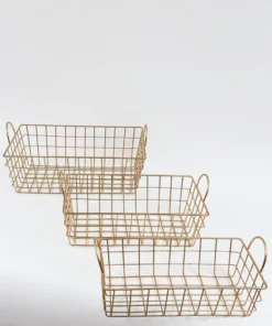 Inspire Me! Home Decor Gold Rectangular Wired Basket (3 Sizes)