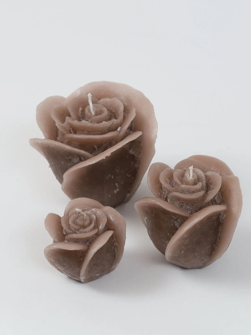 Inspire Me! Home Decor Beige Opaque Rose Candle (3 Sizes)