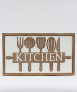 Inspire Me! Home Decor WALL ART & MIRRORS Wooden Kitchen Utensil Sign