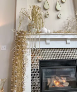 Inspire Me! Home Decor Gold Oversized Beaded White And Pearl Ornament (2 Sizes)