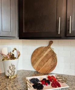 Inspire Me! Home Decor White Ceramic Tray With Gold Textured Design Handles