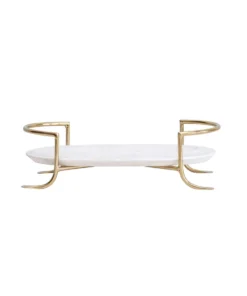 Inspire Me! Home Decor Oval Marble Tray With Gold Handles