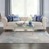 Nourison Joli Area Rug - Ivory/Blue/Grey (3 Sizes) PILLOWS, RUGS, & THROWS