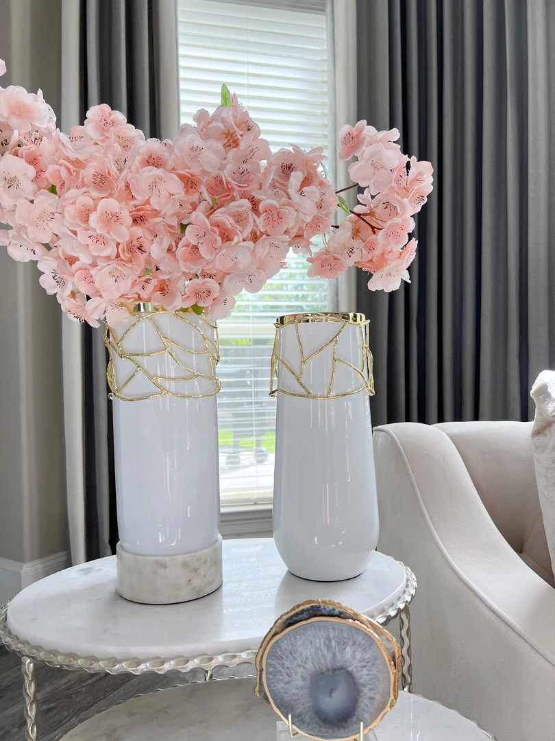 Inspire Me! Home Decor White Glass Vase With Mesh Design (2 Styles) "From Pops Of Color Home Collection"