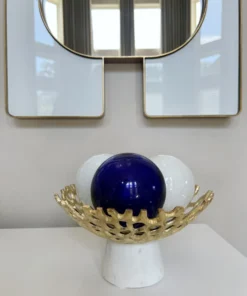 Inspire Me! Home Decor Textured Design Bowl With White Marble Base (2 Colors)