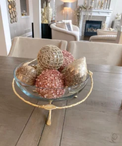 Inspire Me! Home Decor Gold Leaf Detailed Hammered Glass Bowl