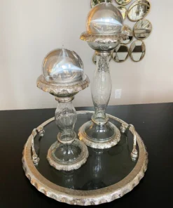 Inspire Me! Home Decor Glass Candle Holder With Silver Ruffle Detail (2 Sizes)