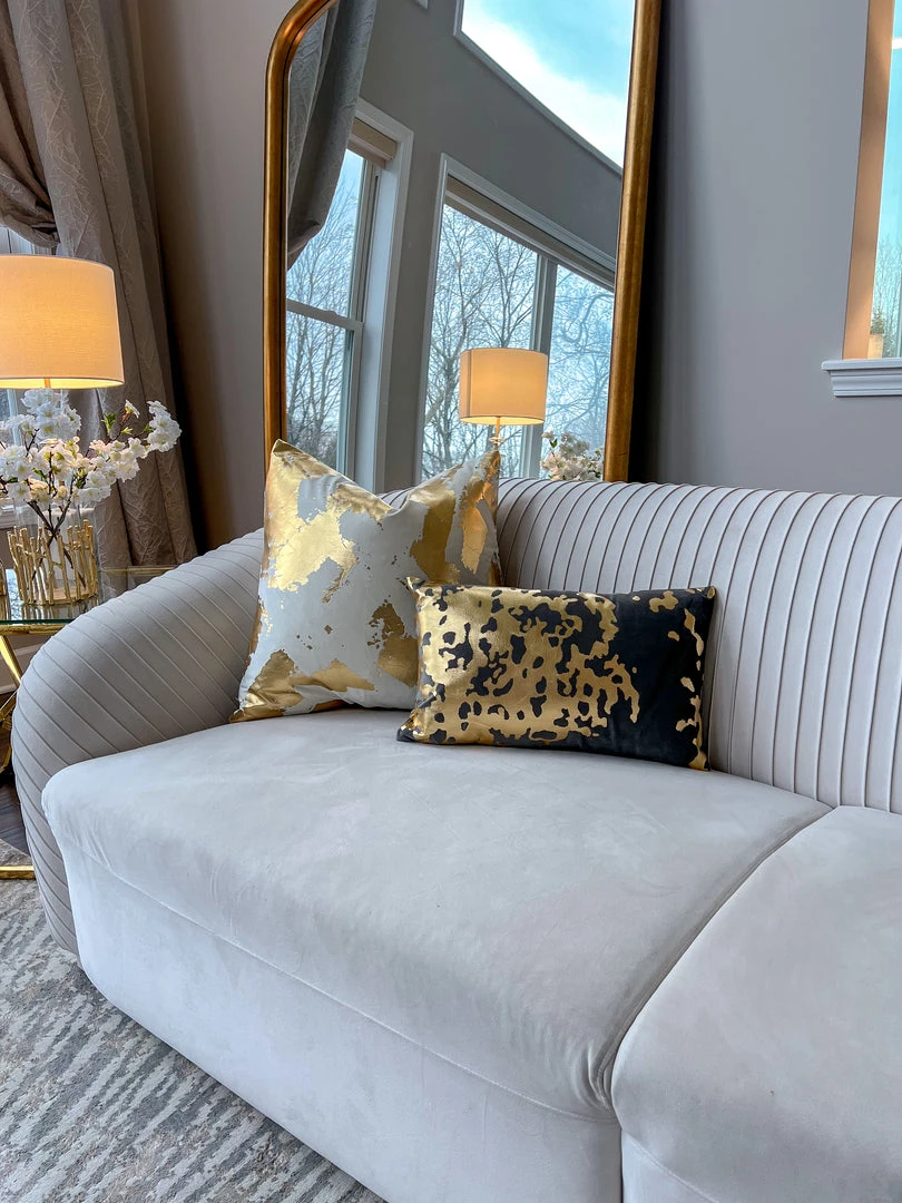 Cloud9d Elise Charcoal Gold Pillow - 20" X 20" PILLOWS, RUGS, & THROWS