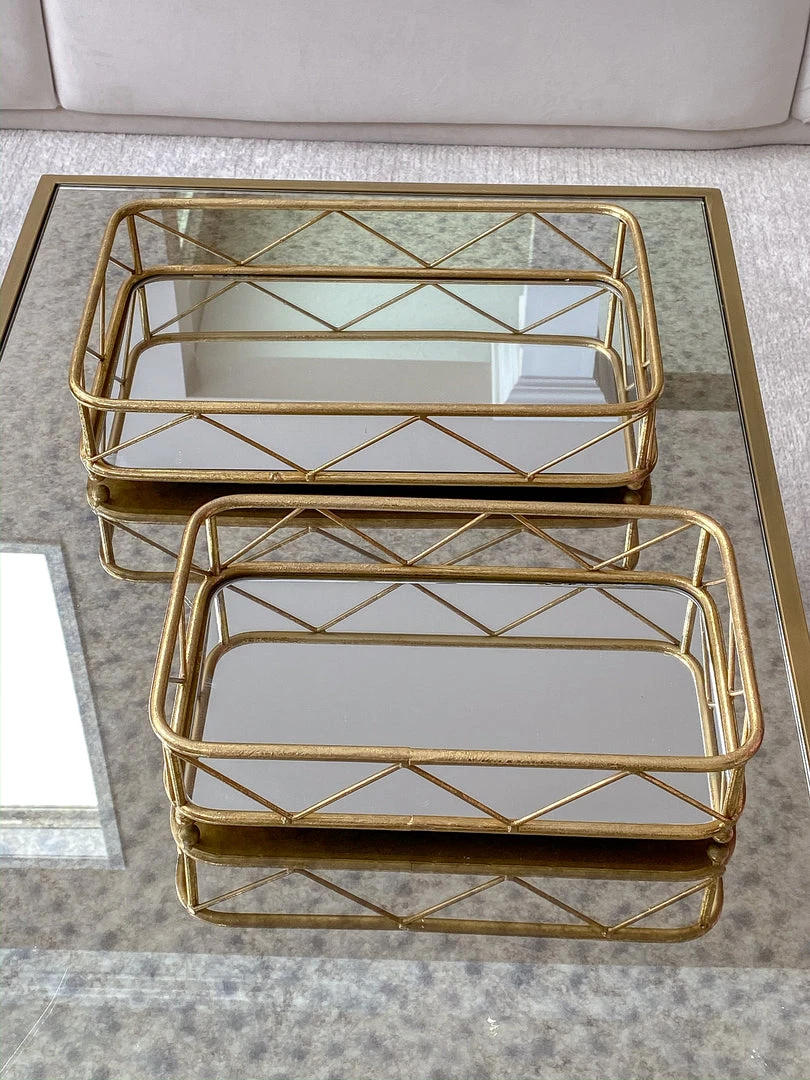 Inspire Me! Home Decor Set Of 2 Gold Mirrored Trays