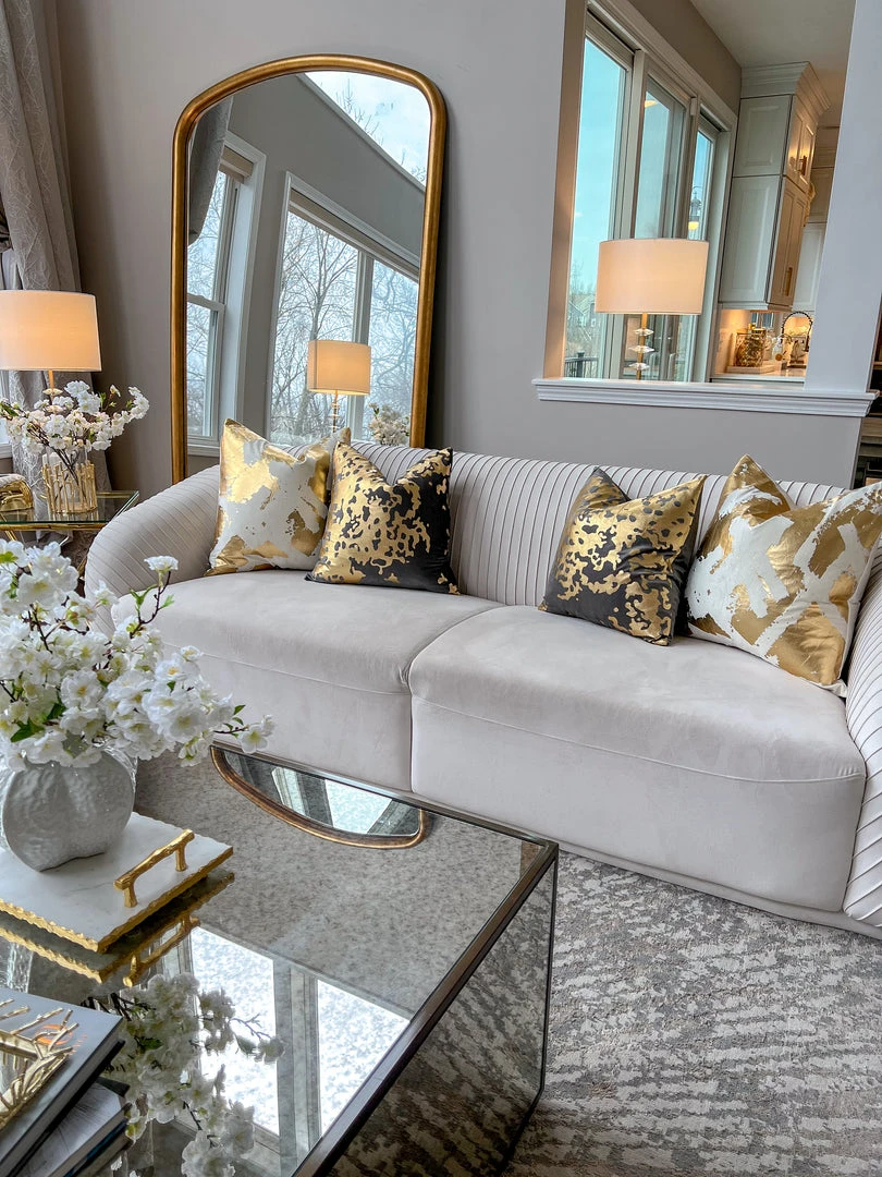 Cloud9d Elise Charcoal Gold Pillow - 20" X 20" PILLOWS, RUGS, & THROWS