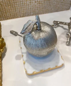 Inspire Me! Home Decor Silver Apple Honey Dish