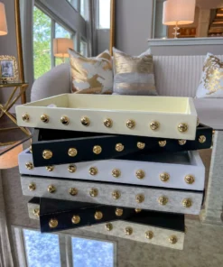 Inspire Me! Home Decor Studded Decorative Wood Trays (4 Colors)