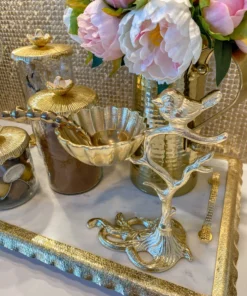 Inspire Me! Home Decor Snack Bowl On Gold Tree Stand With Bird