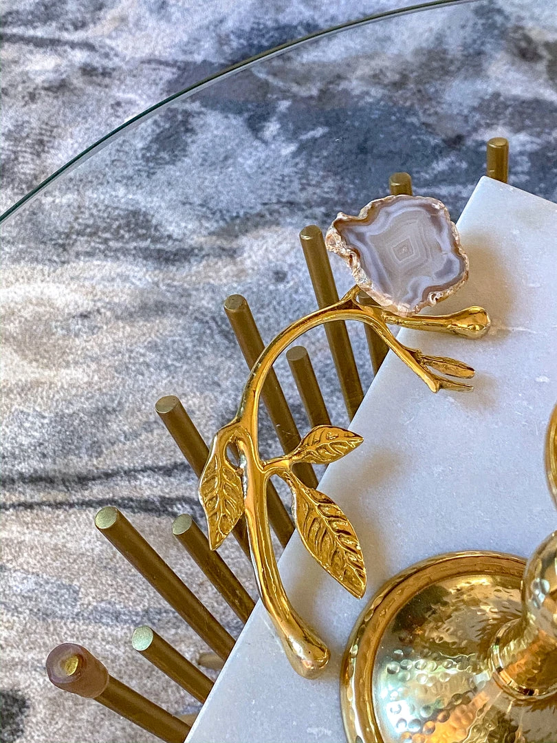 Inspire Me! Home Decor Marble Tray With Gold Agate Handles