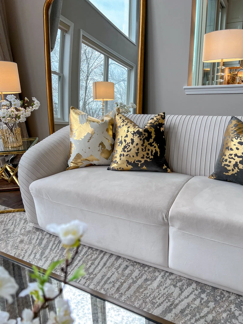 Cloud9d Elise Charcoal Gold Pillow - 20" X 20" PILLOWS, RUGS, & THROWS