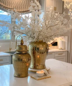 Inspire Me! Home Decor Oversized Gold Patterned Ginger Jar