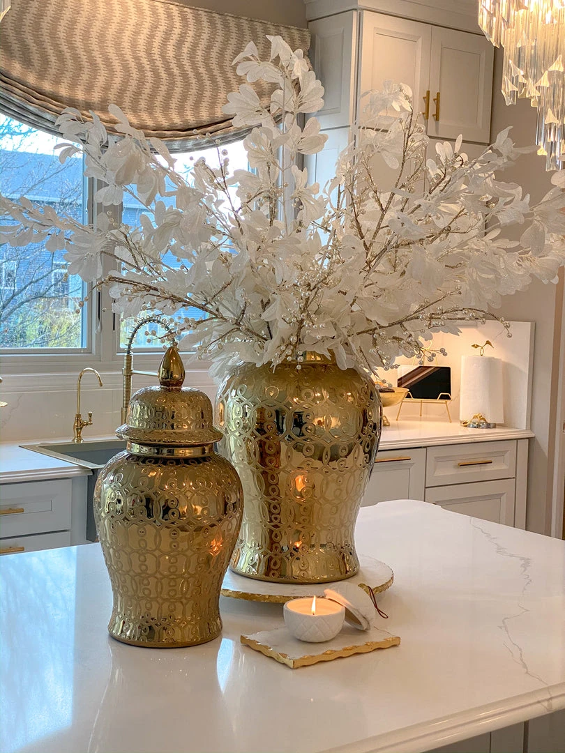 Inspire Me! Home Decor Oversized Gold Patterned Ginger Jar