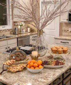 Inspire Me! Home Decor Gold Bordered Glass Cake Stand