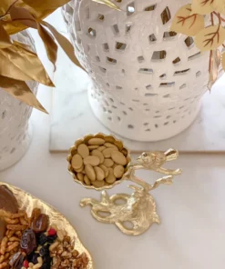 Inspire Me! Home Decor Snack Bowl On Gold Tree Stand With Bird