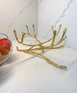 Inspire Me! Home Decor Large Glass Bowl W/ Metal Gold Branch Base