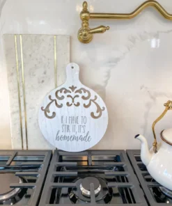 Inspire Me! Home Decor Round Wood Cutting Board W/ Cutouts ( 3 Designs)