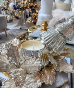 Inspire Me! Home Decor Etched Mercury Glass Tree Candle