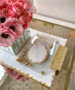 Inspire Me! Home Decor Glass Tray W/ Gold Corner Detail