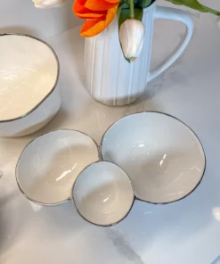 Inspire Me! Home Decor Silver And White 3 Section Serving Bowls