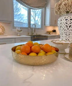 Inspire Me! Home Decor X-Large Textured Gold Shallow Bowl