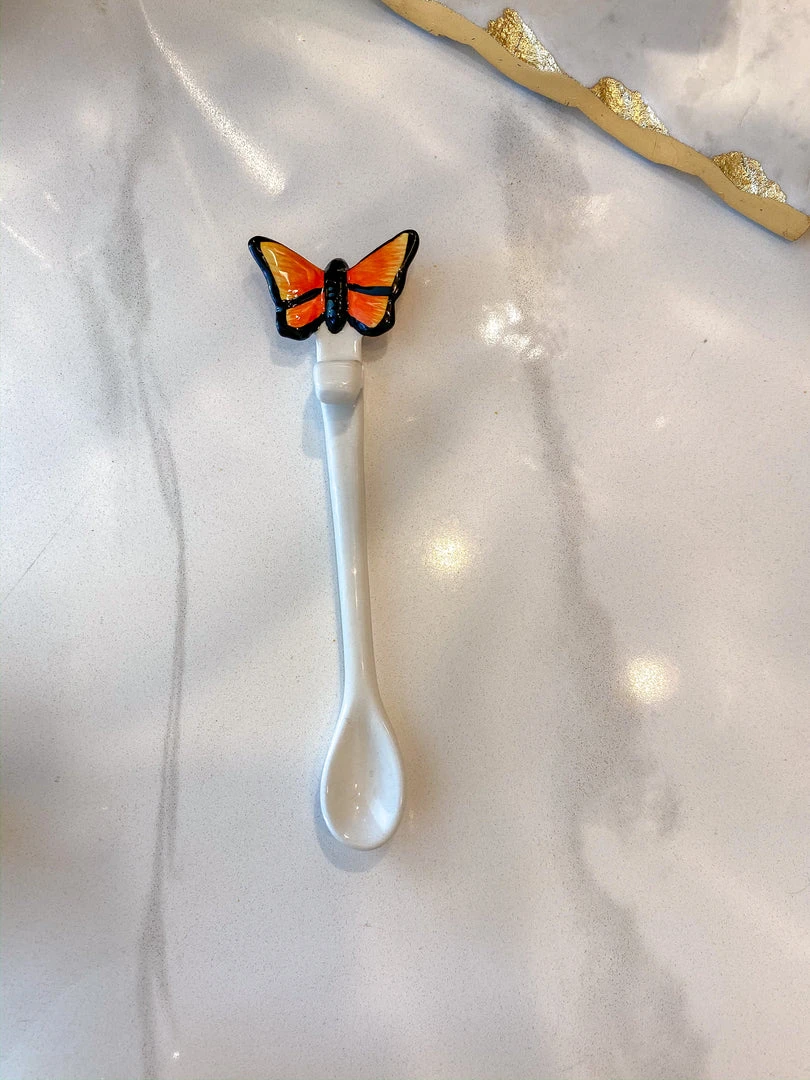 Inspire Me! Home Decor White Stir Spoon W/ Monarch Butterfly Topper KITCHEN