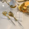 Inspire Me! Home Decor Set Of Gold Salad Servers With Acrylic Handles