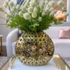 Inspire Me! Home Decor Wide Cut-Out Gold Vase