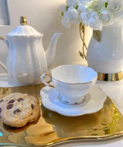 Inspire Me! Home Decor Set Of 2 White & Gold Tea Set