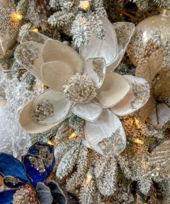 Inspire Me! Home Decor Large Beaded Ivory Magnolia Stem