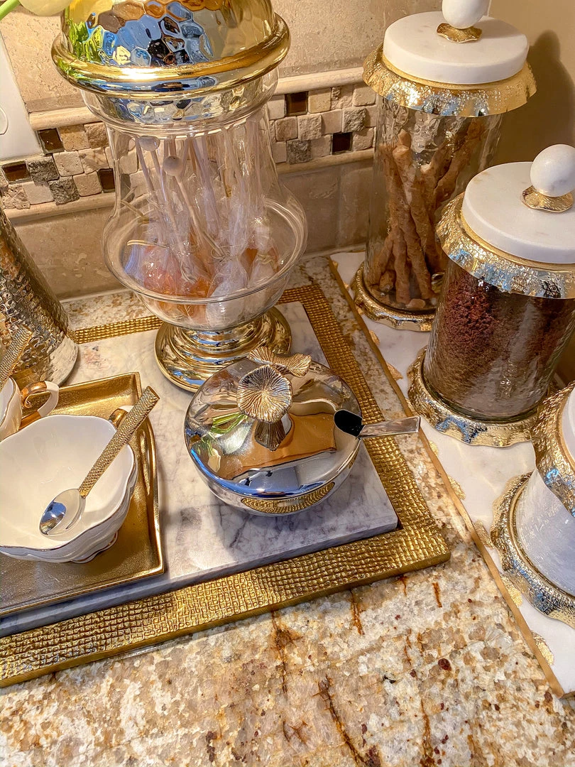 Inspire Me! Home Decor Bowl With Gold Floral Handle