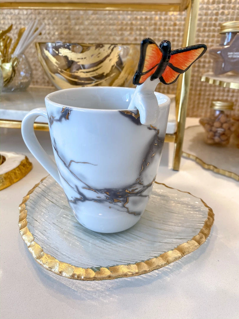 Inspire Me! Home Decor White Stir Spoon W/ Monarch Butterfly Topper KITCHEN