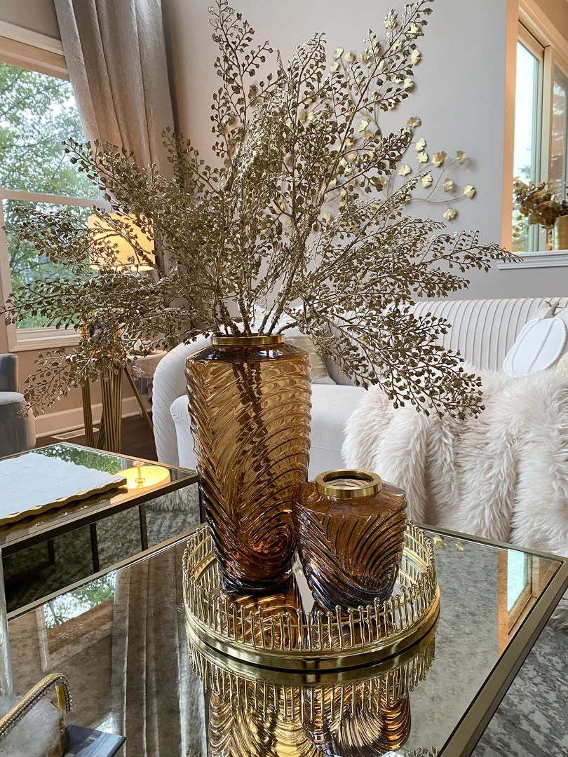 Inspire Me! Home Decor Amber Textured Vase With Gold Rim (2 Sizes)