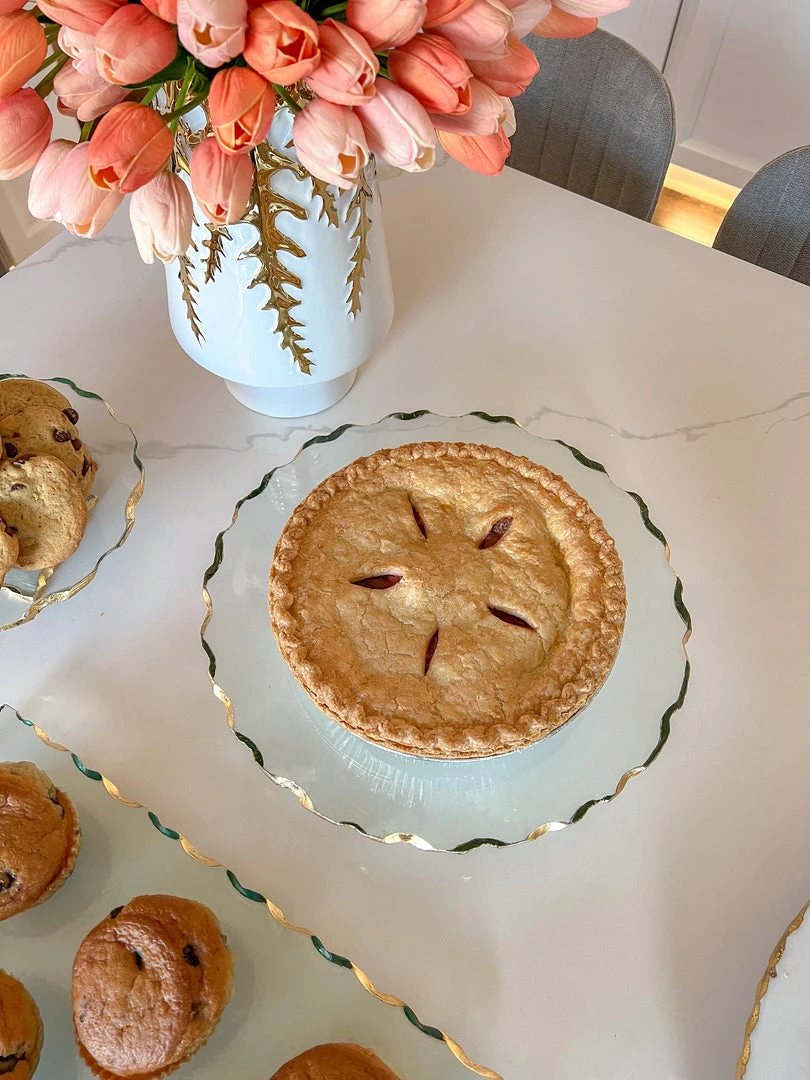 Inspire Me! Home Decor Stacked Glass Cake Stand With Textured Gold Rim (2 Sizes )