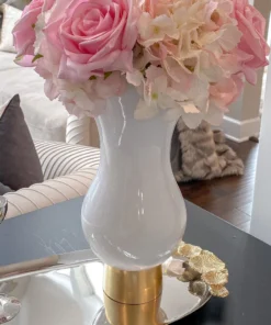 Inspire Me! Home Decor White Glass Vase With Gold Metal Base