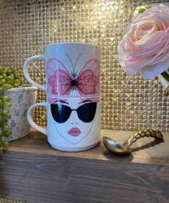 Inspire Me! Home Decor Butterfly Sunglasses Stack Mugs