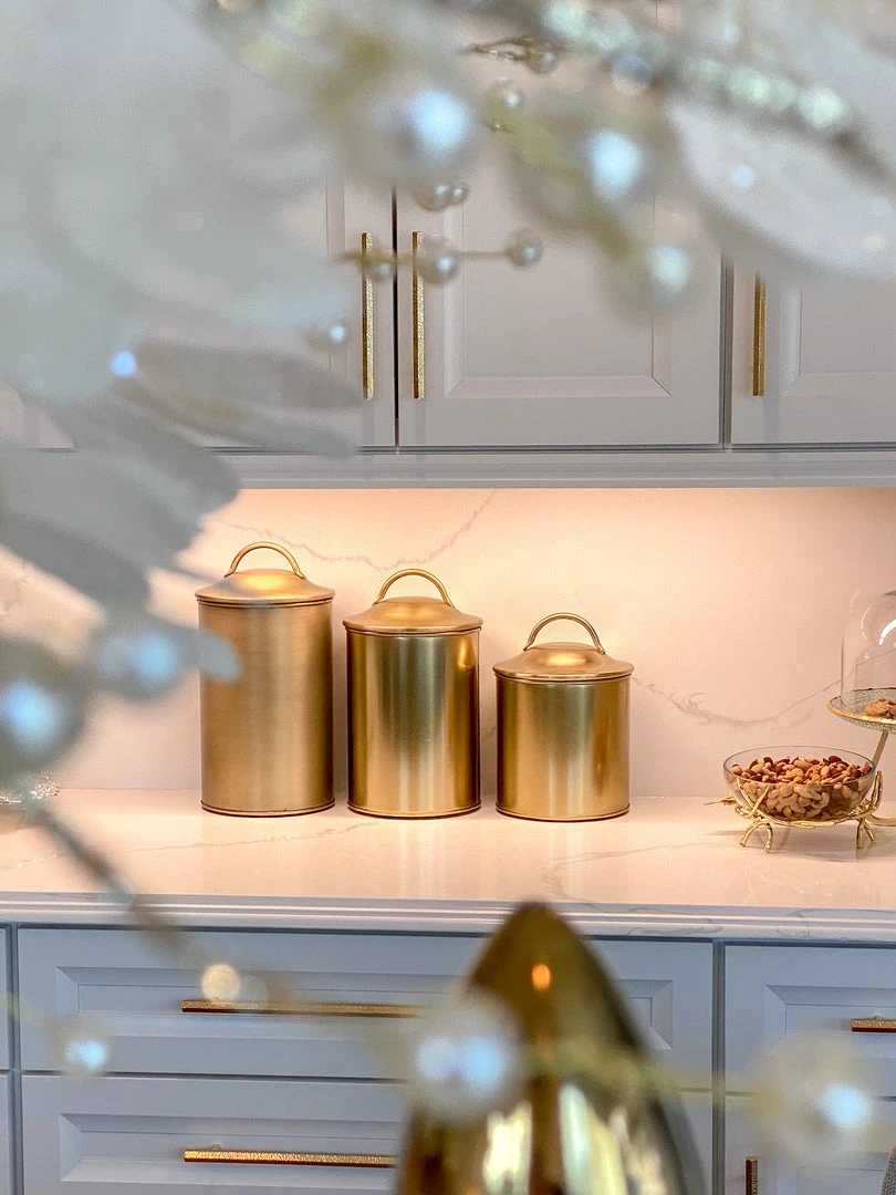 Inspire Me! Home Decor Gold Metal Canisters (Set Of 3)