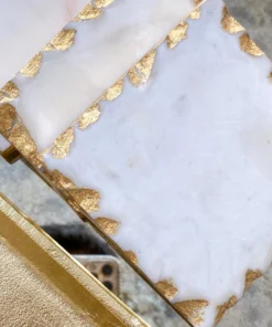 Inspire Me! Home Decor Marble Coasters W/ Gold Trim And Tray Set