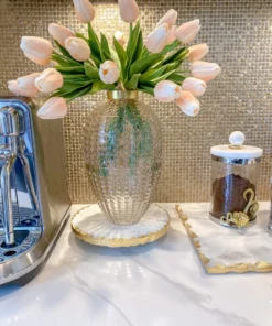 Inspire Me! Home Decor Marble Trivet With Textured Gold Edge