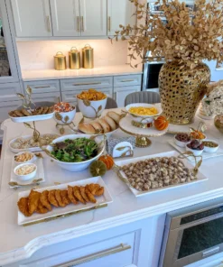 Inspire Me! Home Decor White Ceramic Serving Tray With 4 Bowls And Gold Leaf