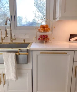 Inspire Me! Home Decor Two-Tiered Gold Leaf Serving Display