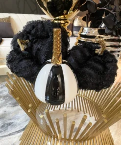 Inspire Me! Home Decor Small Striped Ceramic Pumpkin With Gold Stem