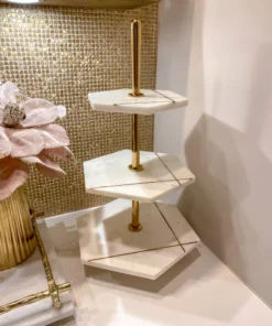 Inspire Me! Home Decor Three Tiered Marble Stand With Gold Inlay