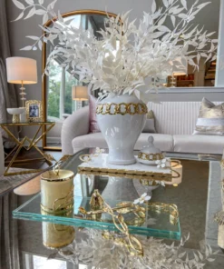 Inspire Me! Home Decor White Ceramic Ginger Jar With Stunning Gold Chain Details (3 Sizes)